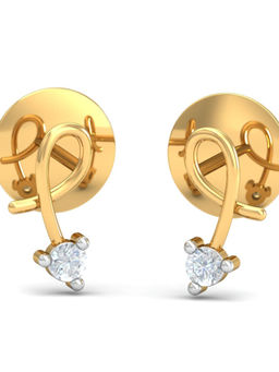 KuberBox - 14K Delicate Twist Stud Earrings for Women and Girls