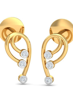 KuberBox - 14K Glittery Trio Earrings for Women and Girls