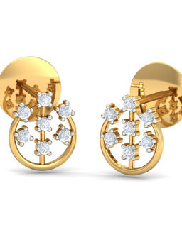 KuberBox - 14K Floral Charm Stud Earrings for Women and Girls