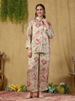 Garden VARELI - Women's Green Printed Pure Viscose Co-Ord Set