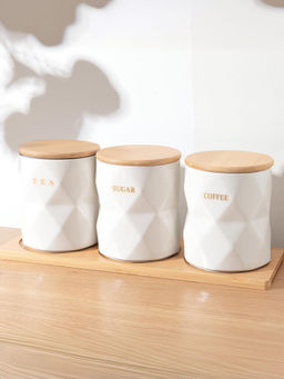 The Better Home - Ceramic Canister Set (3Pcs), 750Ml (White)