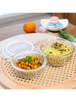 The Better Home - Borosilicate Printed Container With Lid (Pack Of 2)