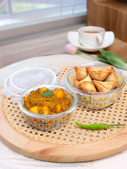 The Better Home - Borosilicate Printed Container With Lid (Pack Of 2)