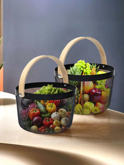 The Better Home - Round Metal Wire Basket Black