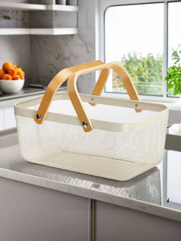 The Better Home - Rectangular Metal Wire Basket White