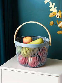 The Better Home - Round Metal Wire Basket Blue
