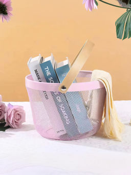 The Better Home - Round Metal Wire Basket Pink