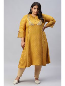 W - Yellow Geometric Kurta