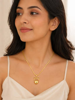 ABHUSHANAM - Gold The Sweetheart Bow Pendant (51876)