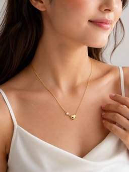 ABHUSHANAM - White Golden Whisper Heart Pendant (52377)