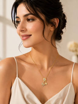 ABHUSHANAM - White Sun and Bow Charm Pendant (51863)