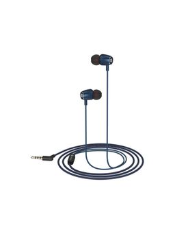 Portronics - Conch 80 in Ear Wired Earphones with Mic 10mm Dynamic Drivers 3.5mm Extra Bass (Blue)