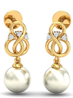 KuberBox - 18K Atiya Dangly Pearl Earrings for Women and Girls