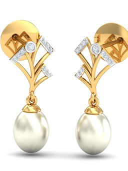KuberBox - 18K Fancy Pearl Drop Earrings for Women and Girls