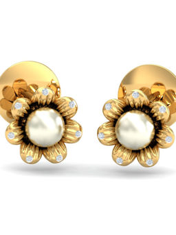 KuberBox - 14K Dainty Floral Stud Earrings for Women and Girls