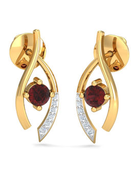 KuberBox - 14K Sierra Fancy Garnate Stud Earrings for Women and Girls