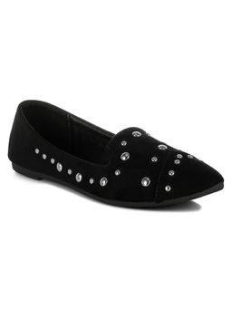 London Rag - Black Stud Embellished Ballerina Flats