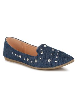 London Rag - Blue Stud Embellished Ballerina Flats