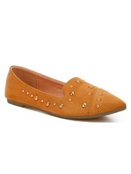 London Rag - Tan Stud Embellished Ballerina Flats