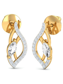 KuberBox - 14K Monica White Topaz Stud Earrings for Women and Girls