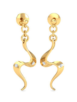 KuberBox - 14K Simona Wavy Dangling Earrings for Women and Girls