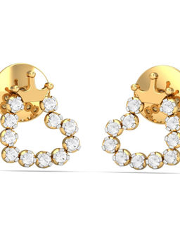 KuberBox - 14K Cynthea Tiara Stud Earrings for Women and Girls
