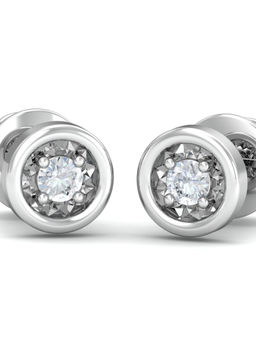 KuberBox - 14K Rishone Solitaire Stud Earrings for Women and Girls
