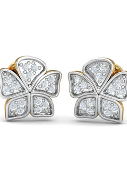 KuberBox - 14K Tanya Floral Stud Earrings for Women and Girls