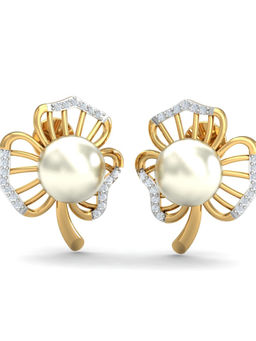 KuberBox - 18K Ariya Flower Stud Earrings for Women and Girls