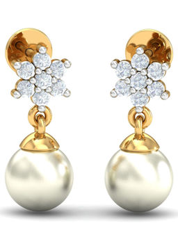 KuberBox - 18K Azah Peral Drop Earrings for Women and Girls
