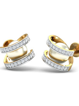 KuberBox - 14K Lamiah Pearl Stud Earrings for Women and Girls