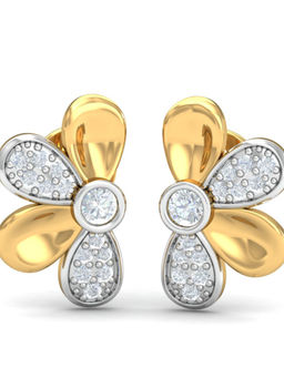 KuberBox - 14K Floral Bloom Stud Earrings for Women and Girls