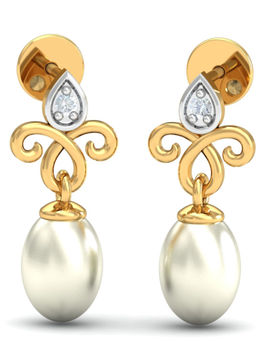 KuberBox - 18K Kiya Pearl Drop Earrings for Women and Girls