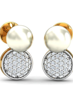 KuberBox - 18K Stylish Pearl Stud Earrings for Women and Girls
