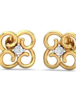 KuberBox - 14K Zoie Curvy Stud Earrings for Women and Girls