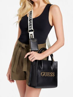 Guess - Women Black Satchel with Detachable Strap (Set of 2)
