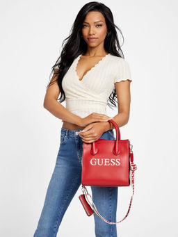 Guess - Women Red Satchel with Detachable Strap (Set of 2)