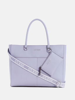 Guess - Women Blue Handbag With Detachable Strap & Pouch (Set of 3)