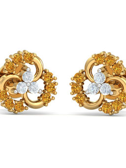 KuberBox - 14K Emma Citrine Stud Earrings for Women and Girls