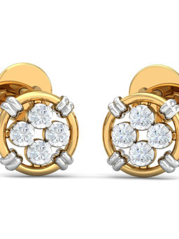 KuberBox - 14K Klye Circular Stud Earrings for Women and Girls