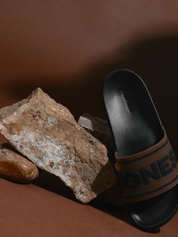 Jack & Jones - Black Translucent Logo Print Pool Sliders