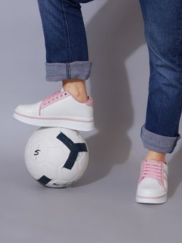 Shoetopia - Smart Casual Lace-up Trendy Pink Sneaker For Women and Girls