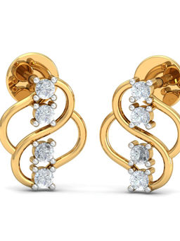 KuberBox - 18K Carol Curvy Stud Earrings for Women and Girls