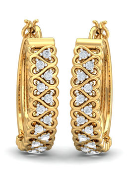 KuberBox - 14K Elise Diamond Hoop Earrings for Women and Girls