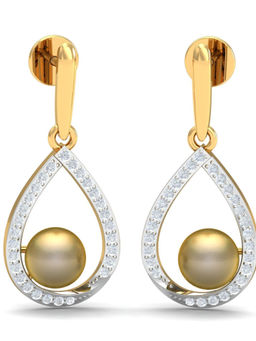 KuberBox - 18K Madeleine Pearl Drop Earrings for Women and Girls