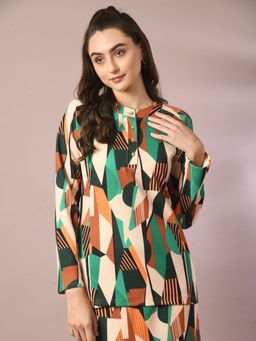 MYSHKA - Multi Printed Full Sleeve Party Top