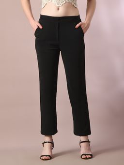 MYSHKA - Black Solid Party Straight Pants