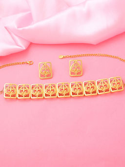 Estele - Gold Plated Charming Designer Necklace for Women (Set of 2)
