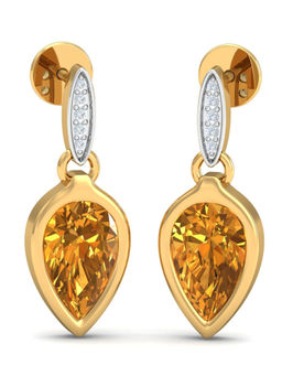 KuberBox - 18K Timi Citrine Short Earrings for Women and Girls