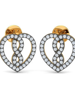 KuberBox - 14K HeartNfinity Black Stud Earrings for Women and Girls